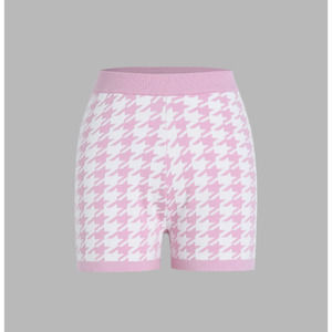 Houndstooth Knitted Short Shorts